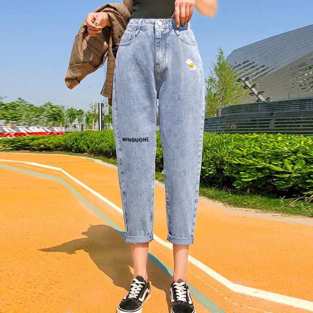 High-waisted jeans ladies pants